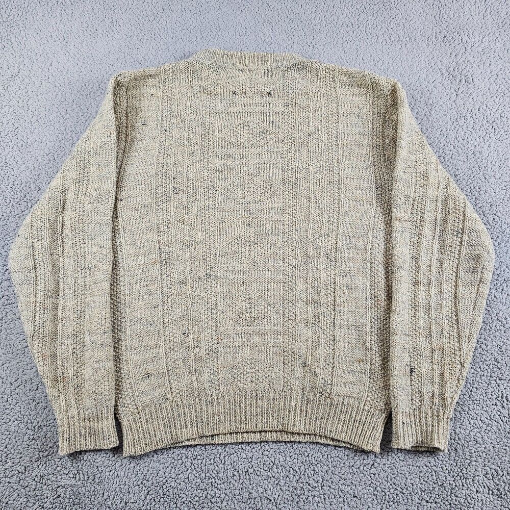 Vintage Pendleton Sweater Men Large Khaki Wool USA 60s 70s Ribbed Textured Crew - Picture 2 of 9